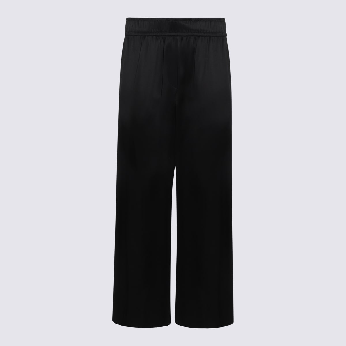Brunello Cucinelli Satin Elastic Waistband Trousers With Back Pockets In Black