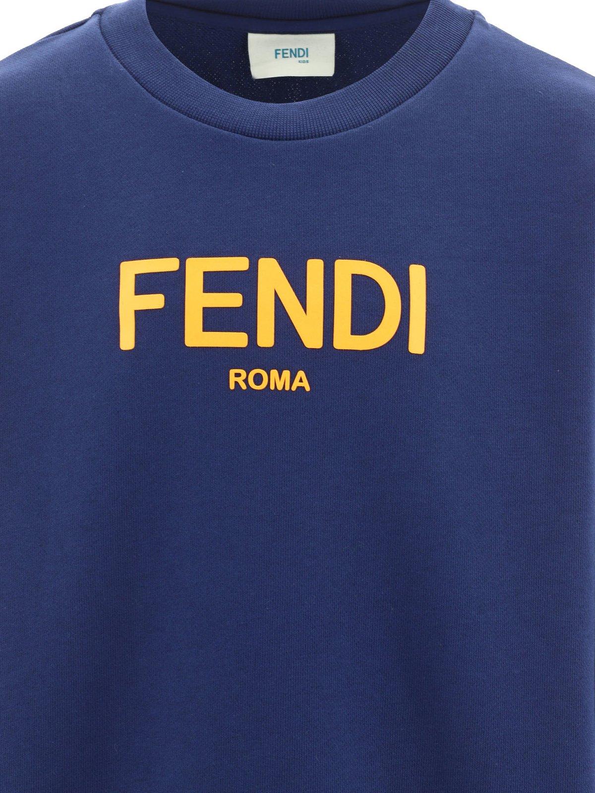 Meyella snack Lege med Fendi Kids Roma Logo Printed Crewneck Sweatshirt In Blue | ModeSens