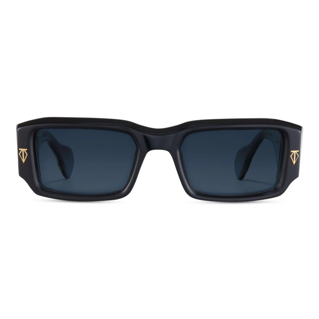 T Henri Blk With Gold Acetate Sunglasses In Blue