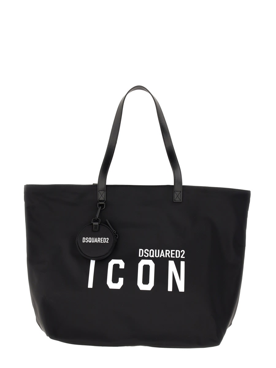 Shop Dsquared2 Be Icon Shopper Bag In Black