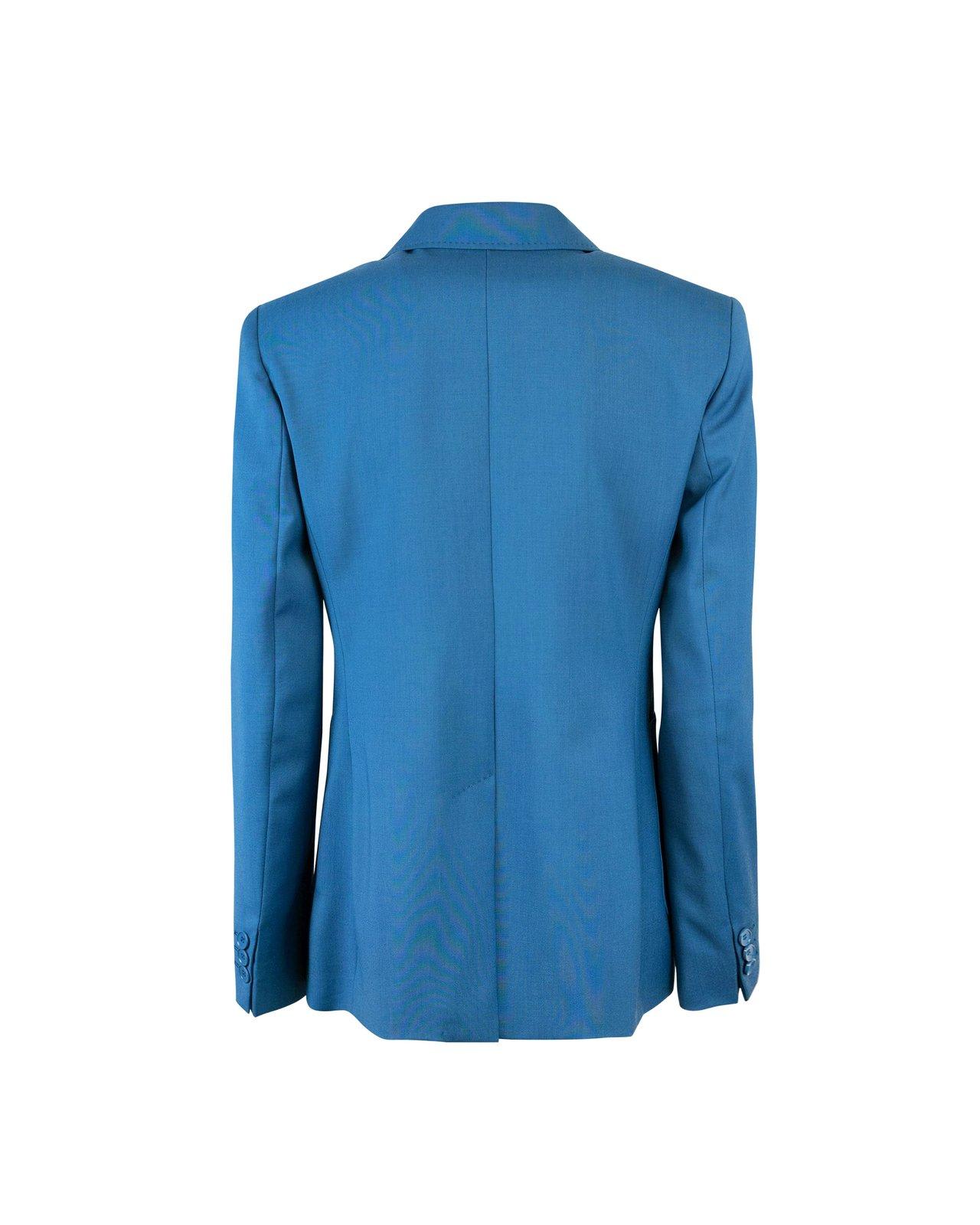 Shop Weekend Max Mara Double-breasted Long-sleeved Blazer In Azzurro
