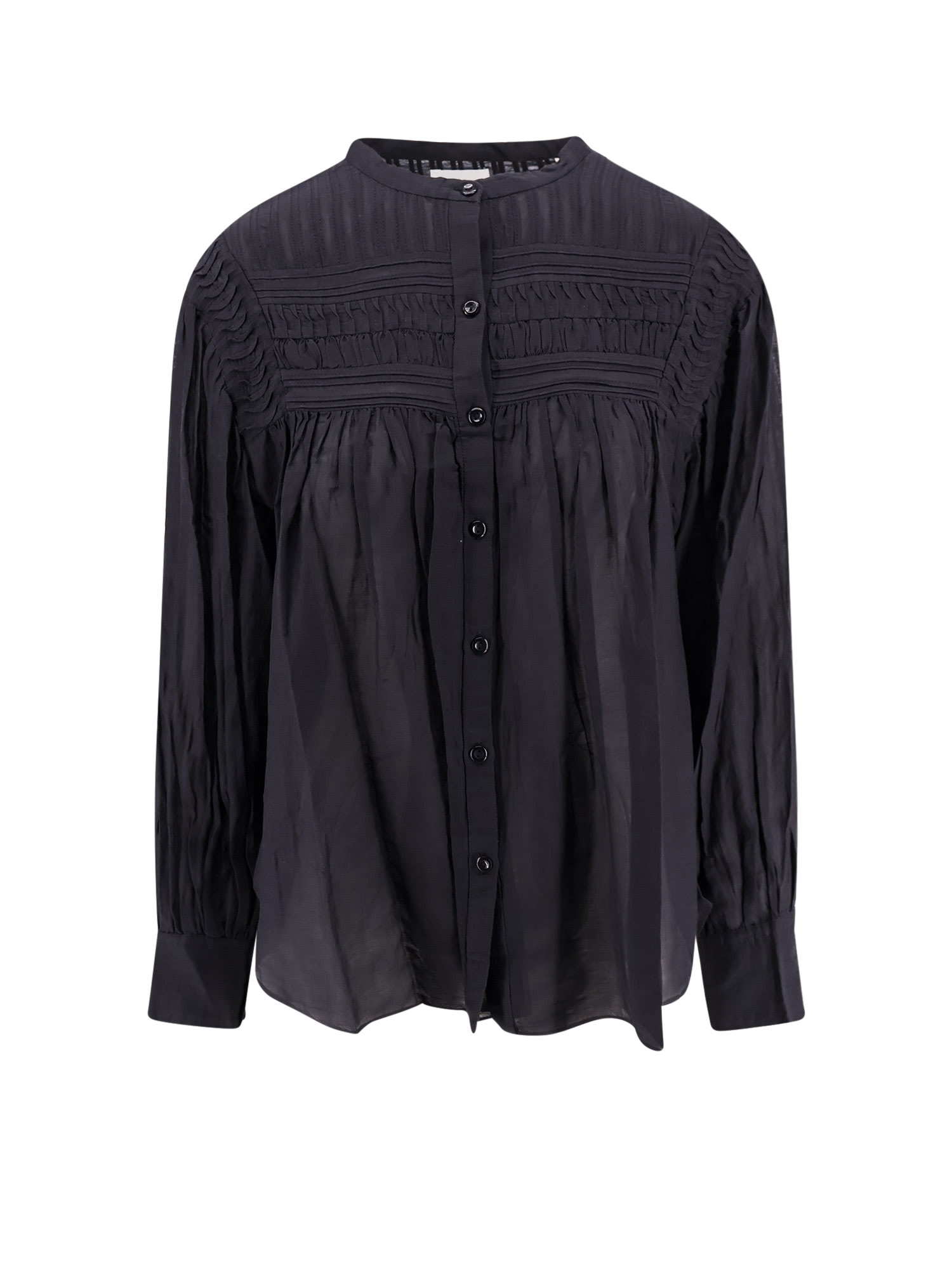 Marant Étoile plalia Black Shirt With Pleated Details In Cotton Woman