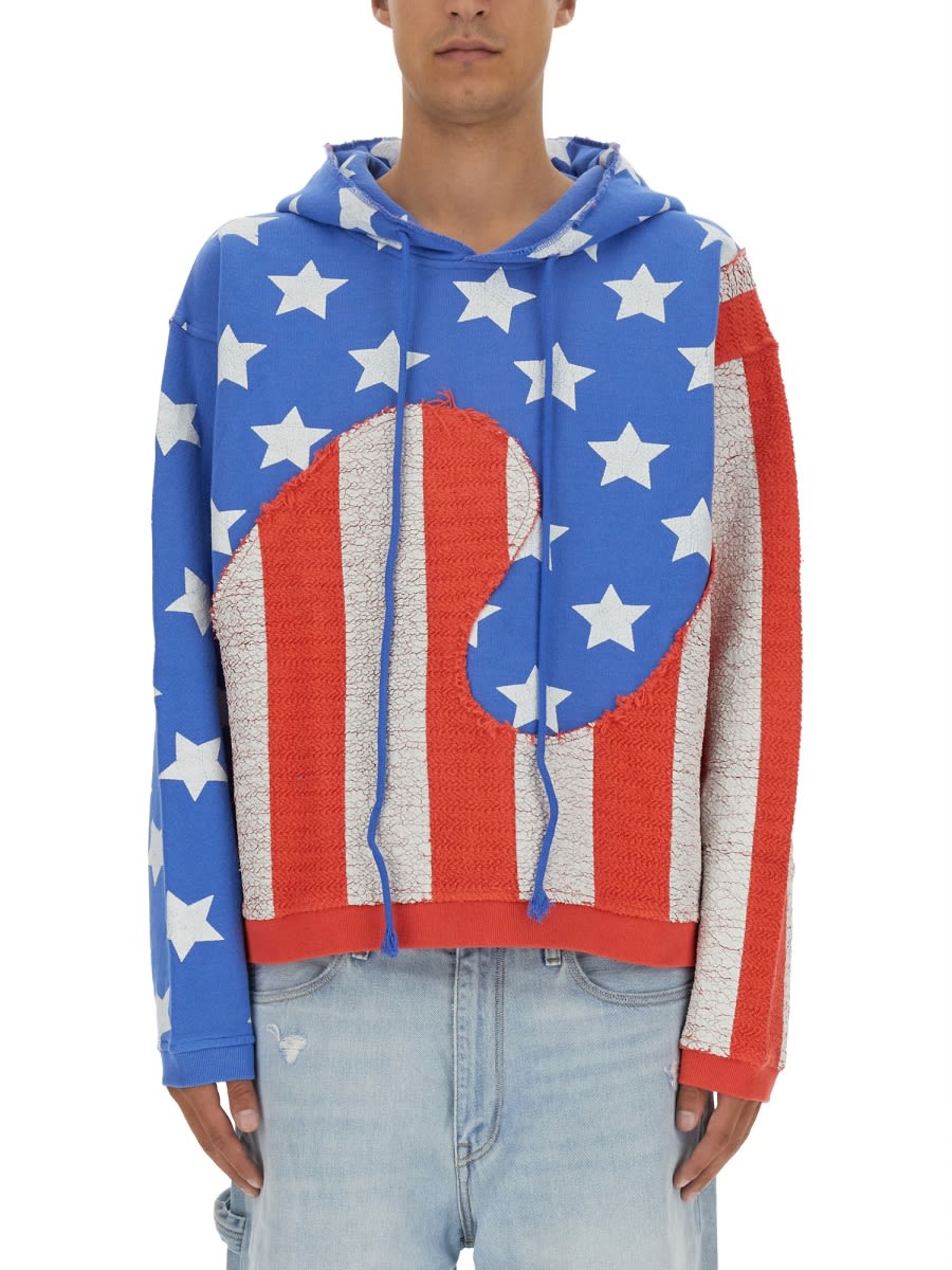 Shop Erl Stars And Stripes Swirl Sweatshirt In Multicolour