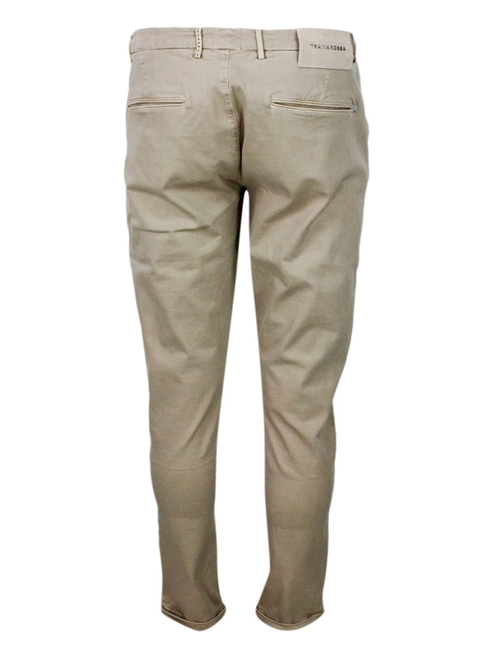 Shop Sartoria Tramarossa Luis Trousers With Chino Pockets In Stretch Elastic Cotton With Tone-on-tone Tailored Stitching And  In Sahara Desert