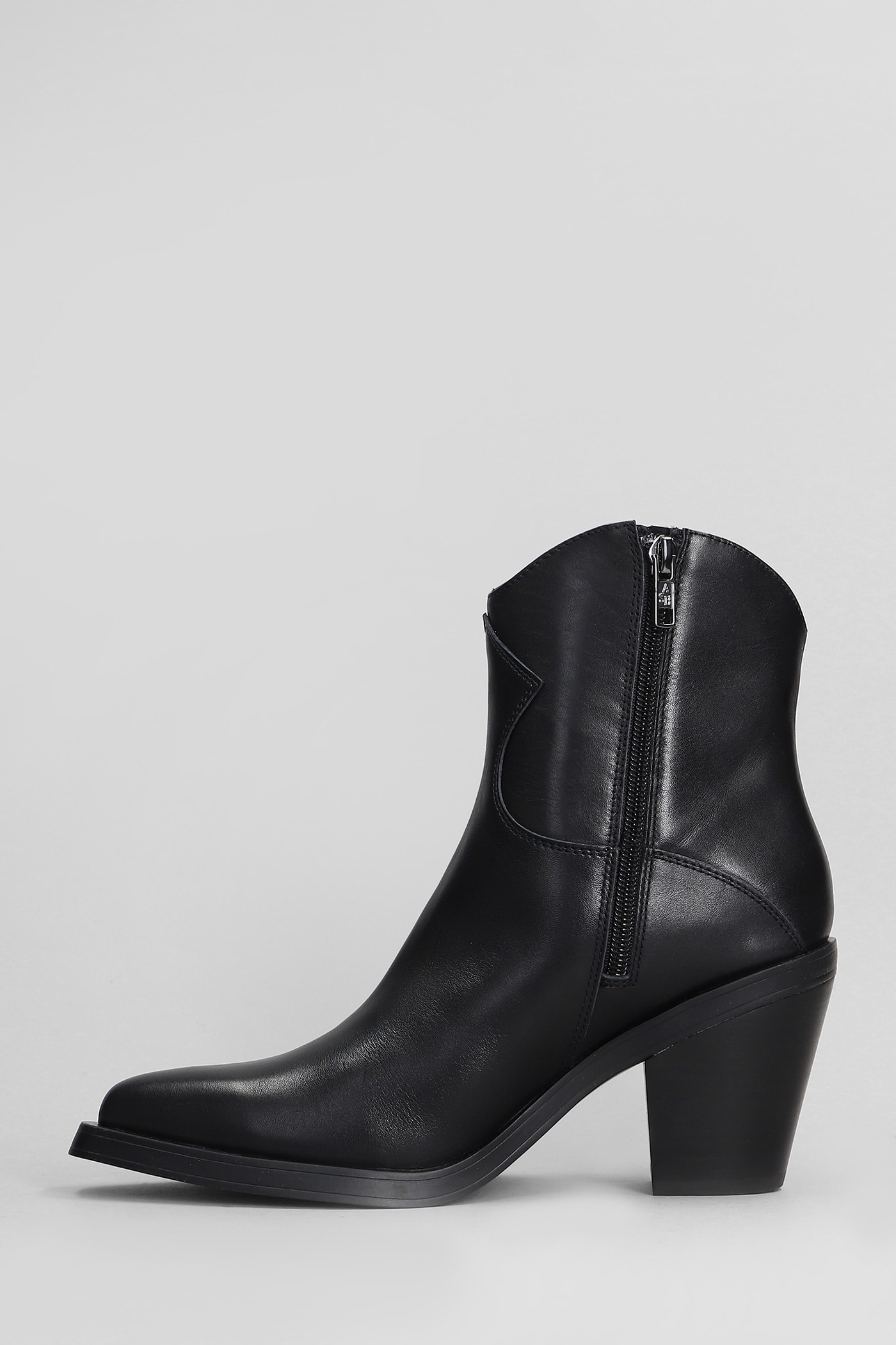 Shop Ash Judy Texan Ankle Boots In Black Leather