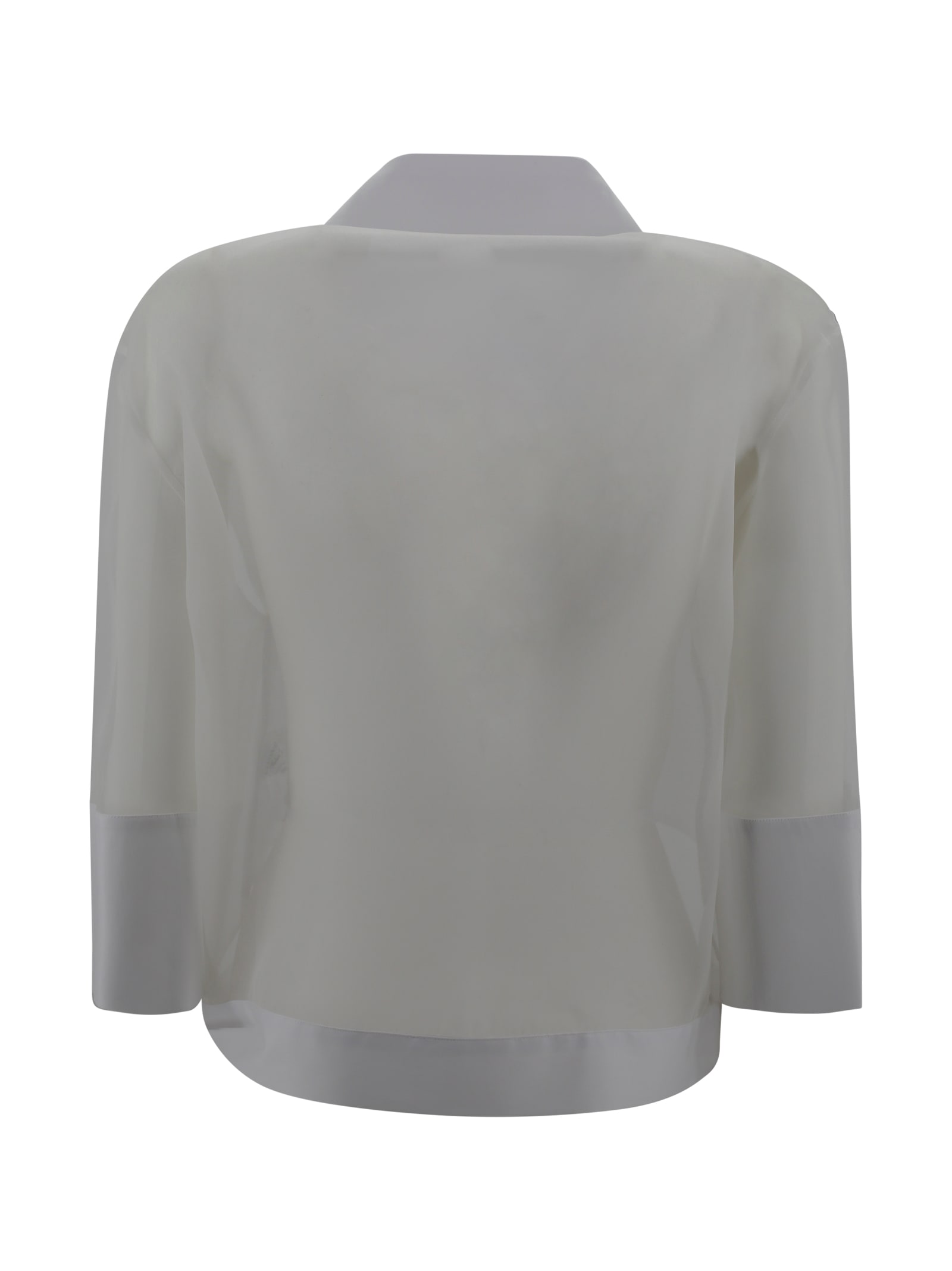 D Exterior Poplin And Organza Shirt In White