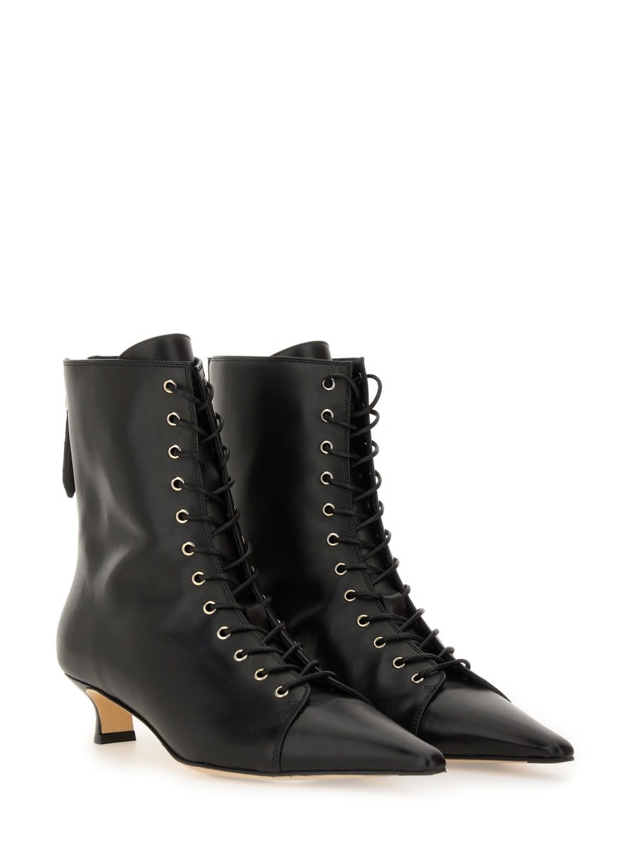 Aeyde 40mm Trixi Lace-up Pointed-toe Boots In Black
