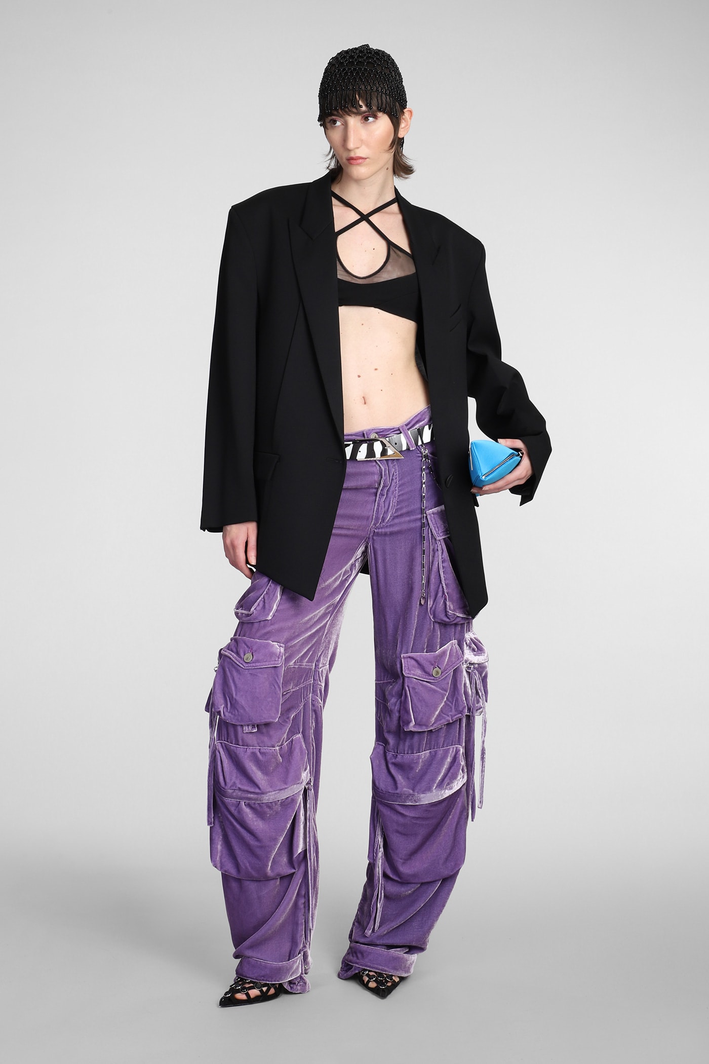 Shop Attico Fern Pants In Viola Viscose