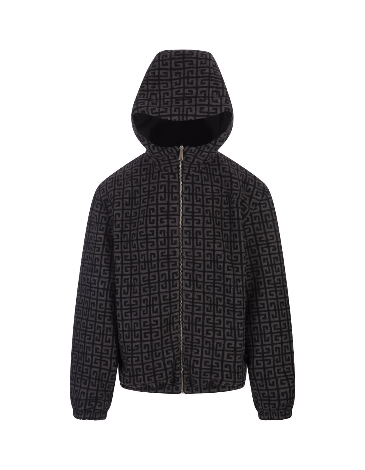 Givenchy Black Wool Reversible 4g Hooded Jacket