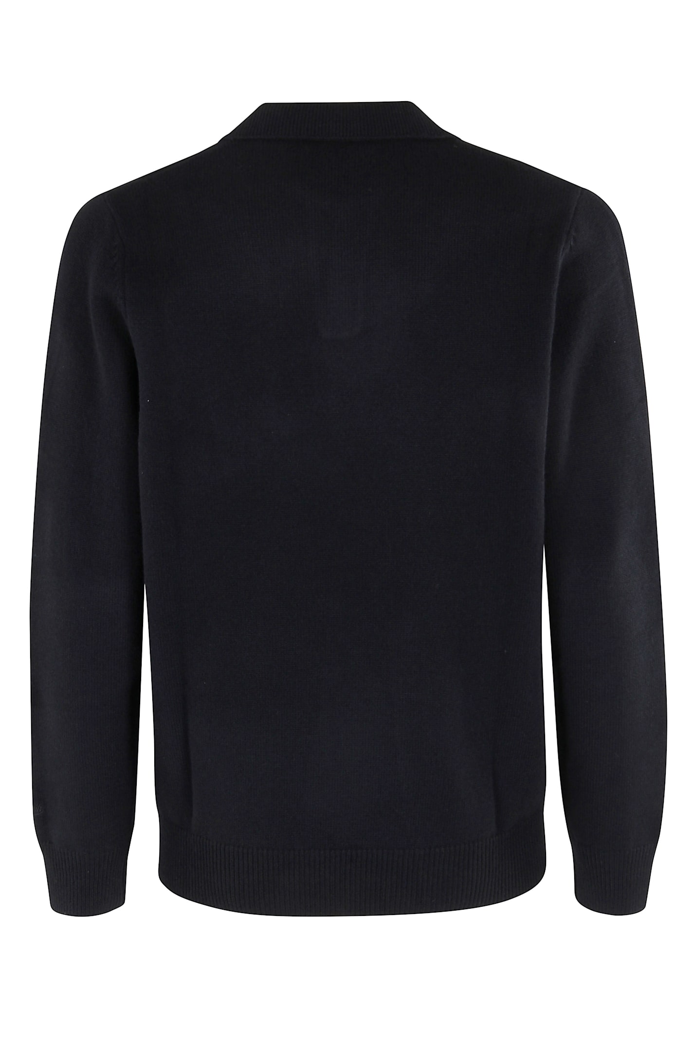 Mc2 Saint Barth Covent Collar Wool Sweater In Black