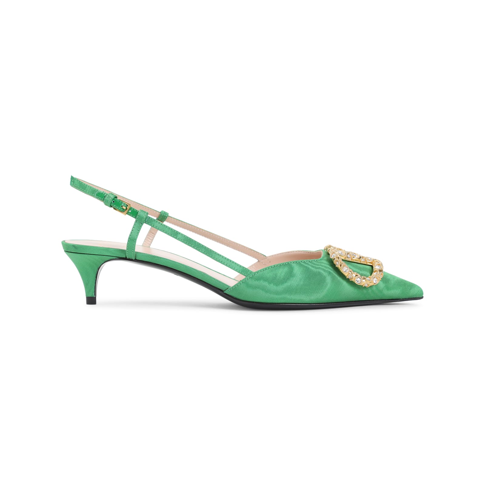 Valentino 45mm Crystal-embellishment Slingback Pumps In Green