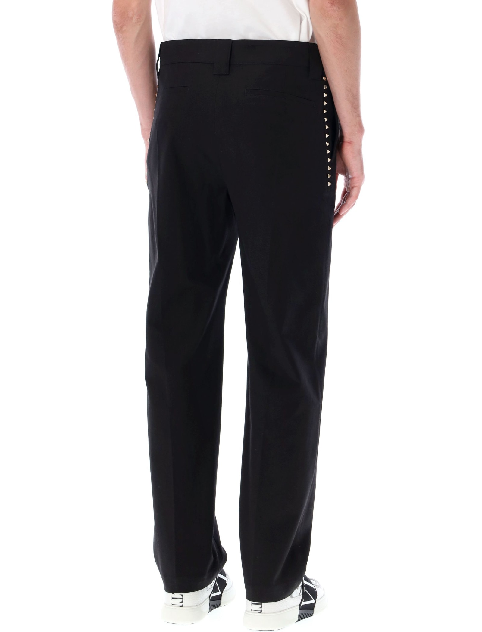 Shop Valentino Pants With Studs In Black