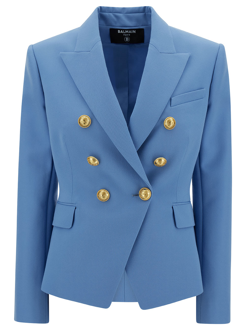 Balmain 6 Btn Grain De Poudre Jacket In Blu