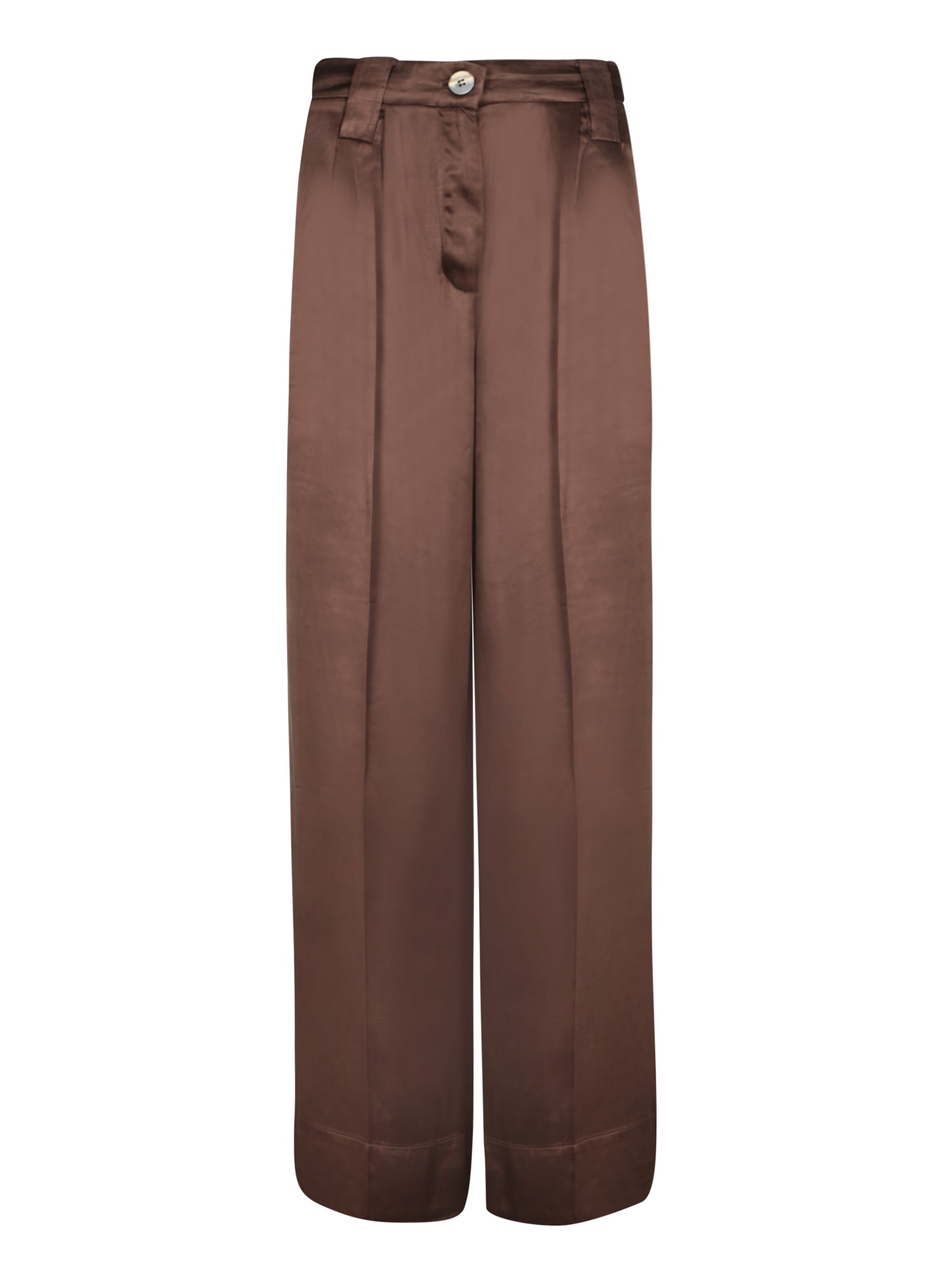 Brown Satin Wide Leg Trousers