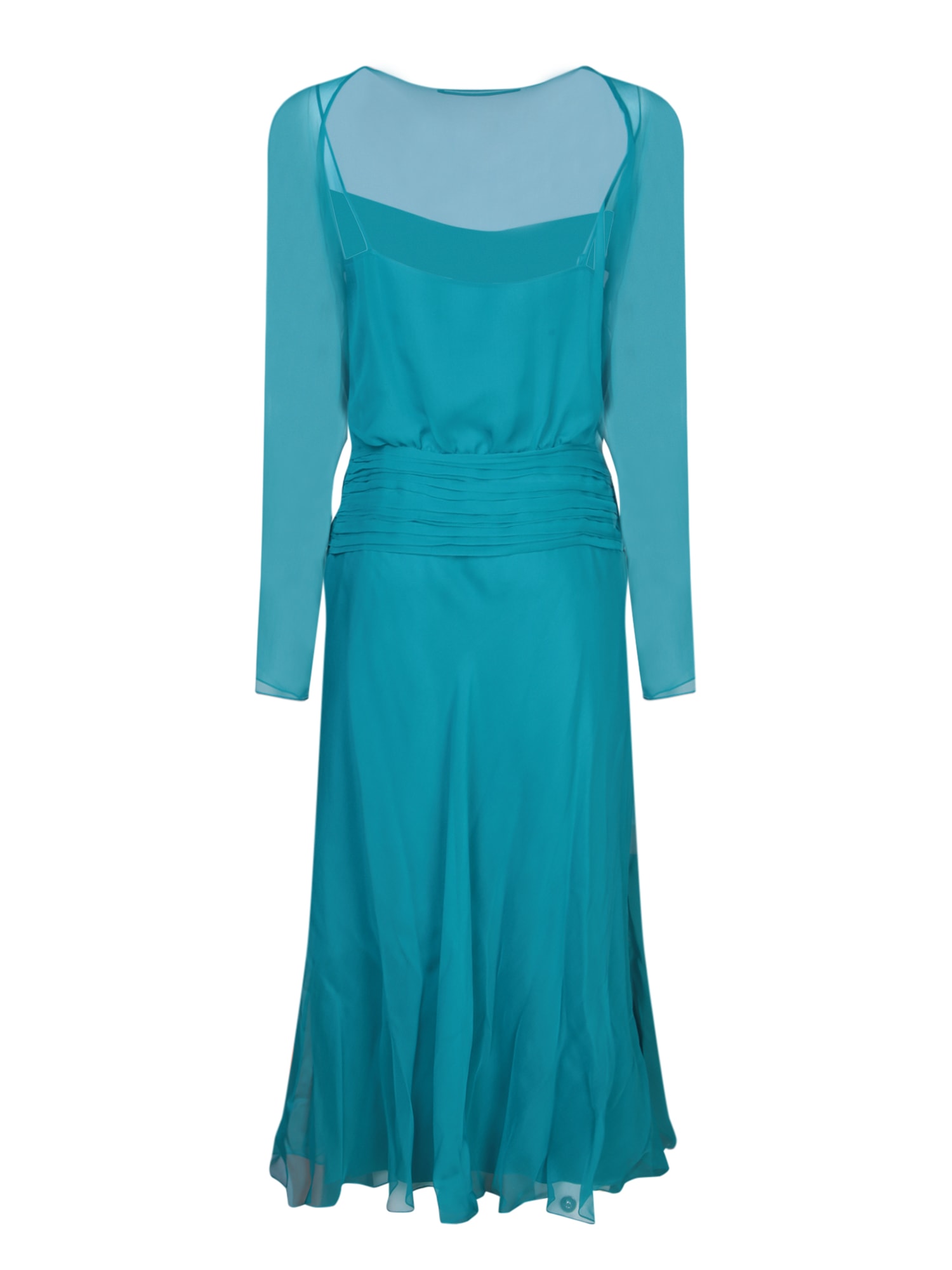 Shop Alberta Ferretti Blue Chiffon Midi Dress