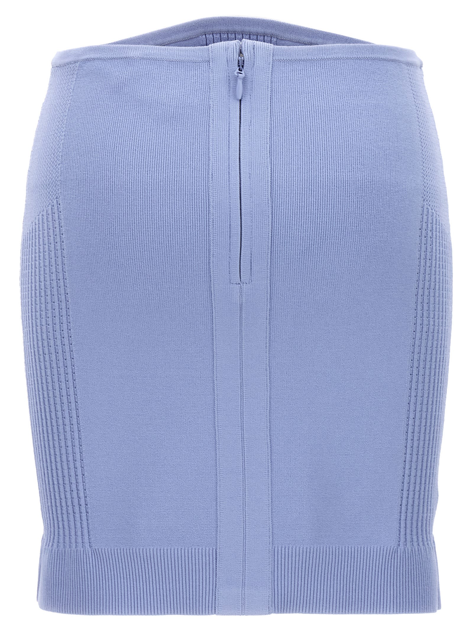 Shop Herve Leger Mix Skirt In Light Blue