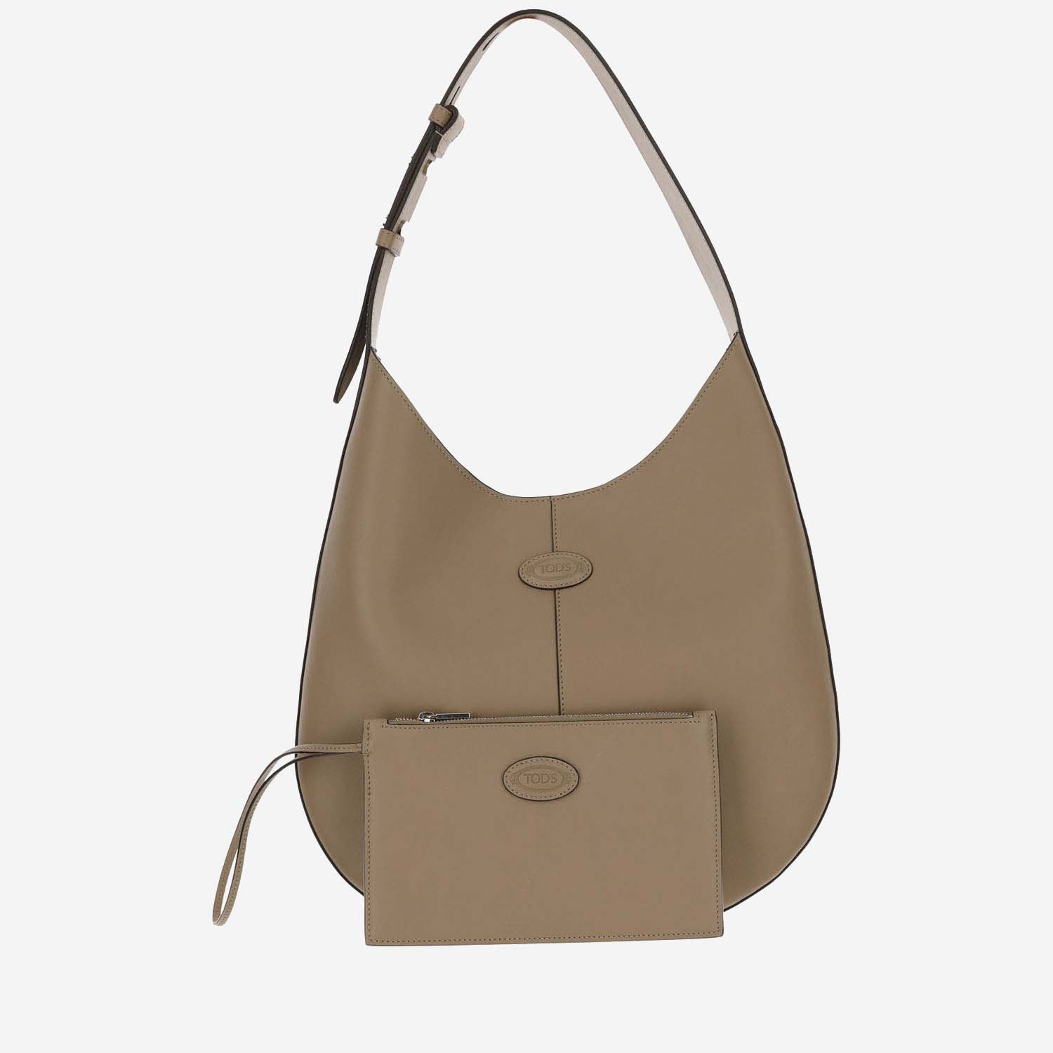 Shop Tod's Small Leather Hobo Bag In Beige