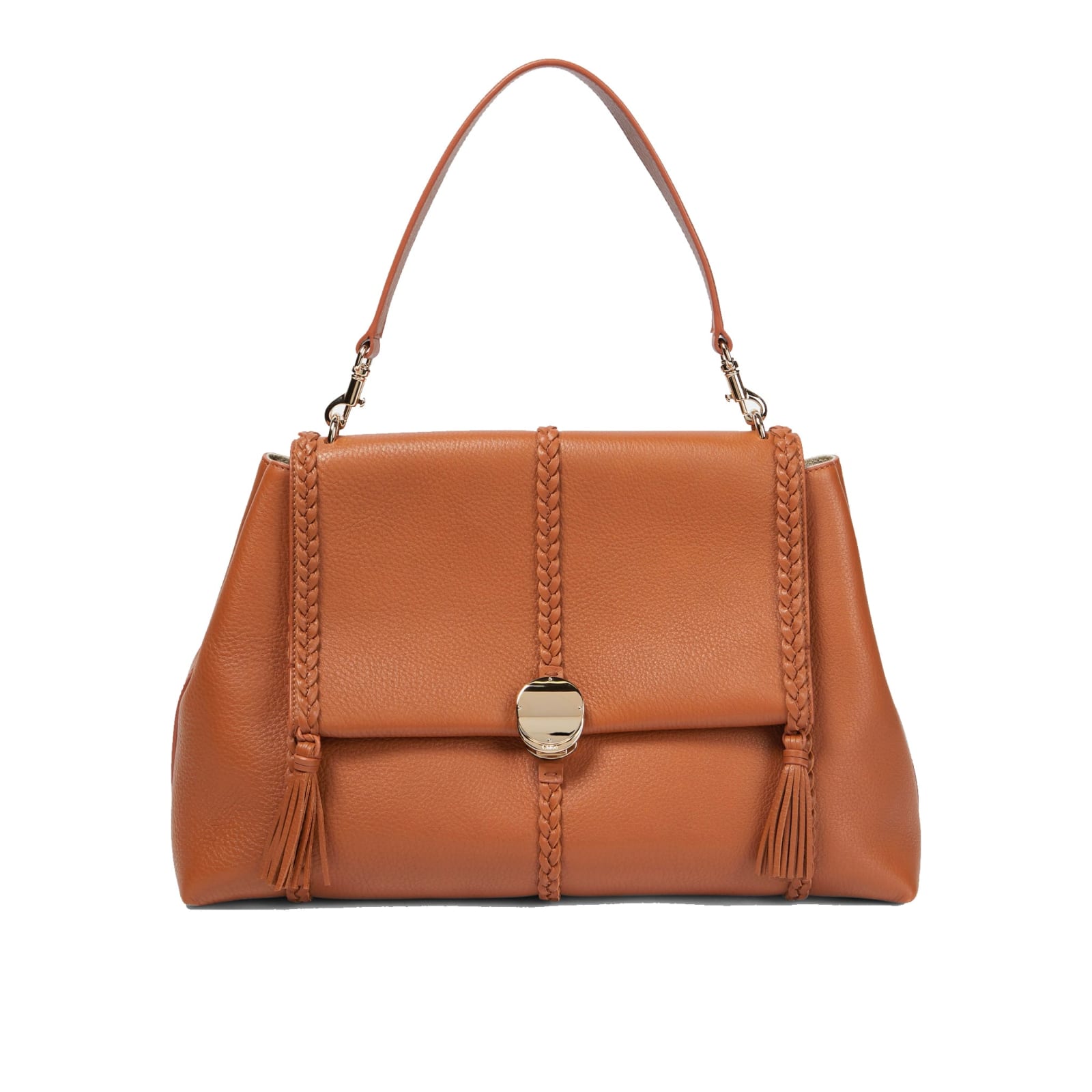 Shop Chloé Penelope Large Leather Bag In Brown