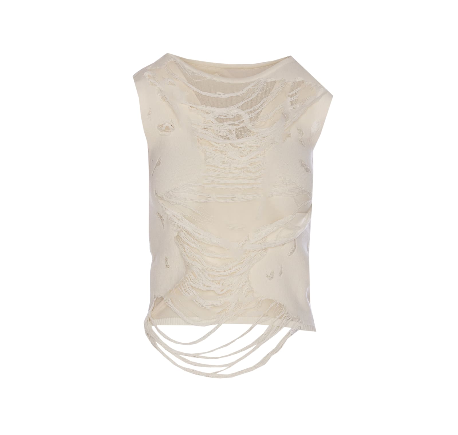 Mm6 Maison Margiela Sleeveless Lightweight Distressed Open Back Top