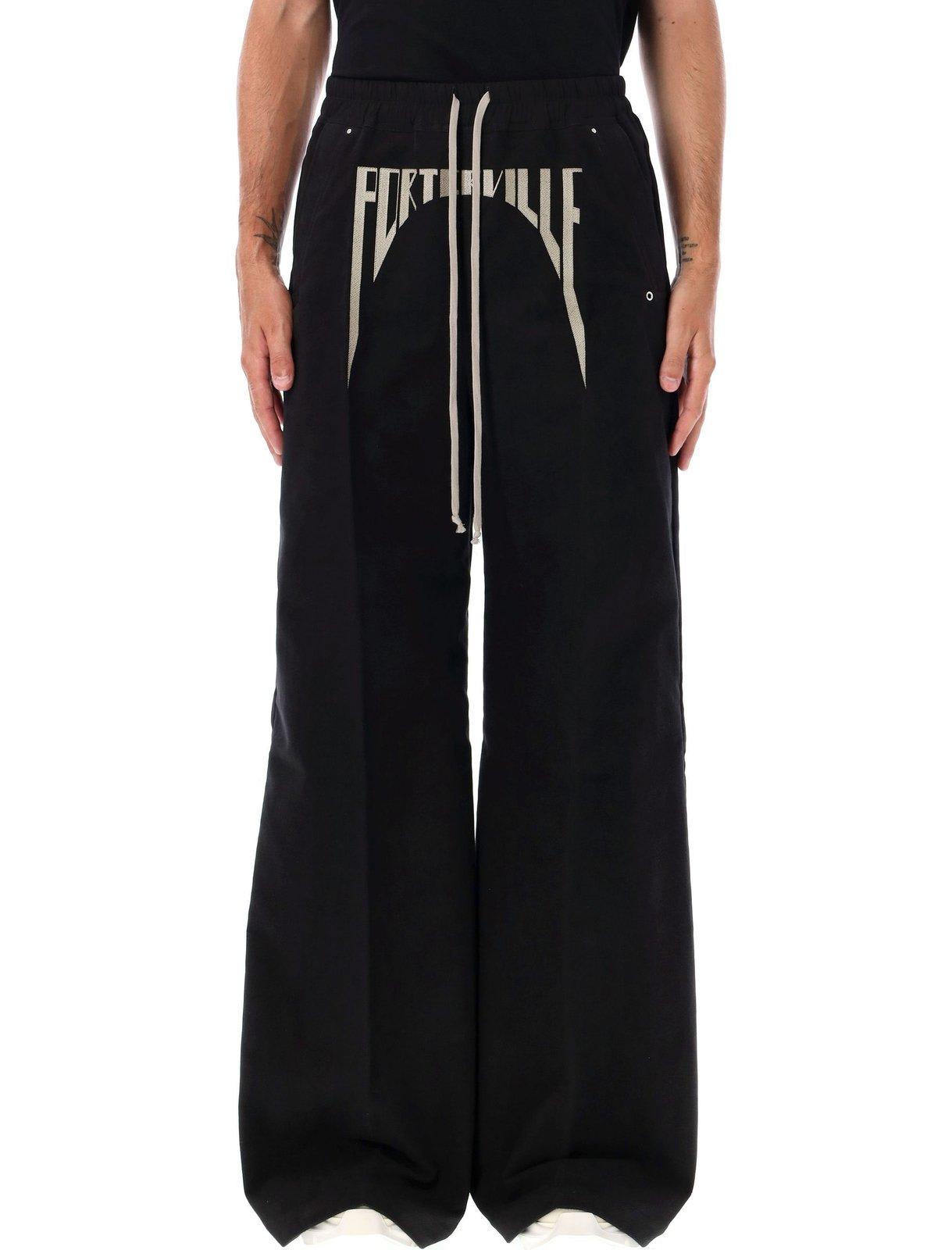 Shop Rick Owens Porterville Wide-leg Drawstring Pants In Black