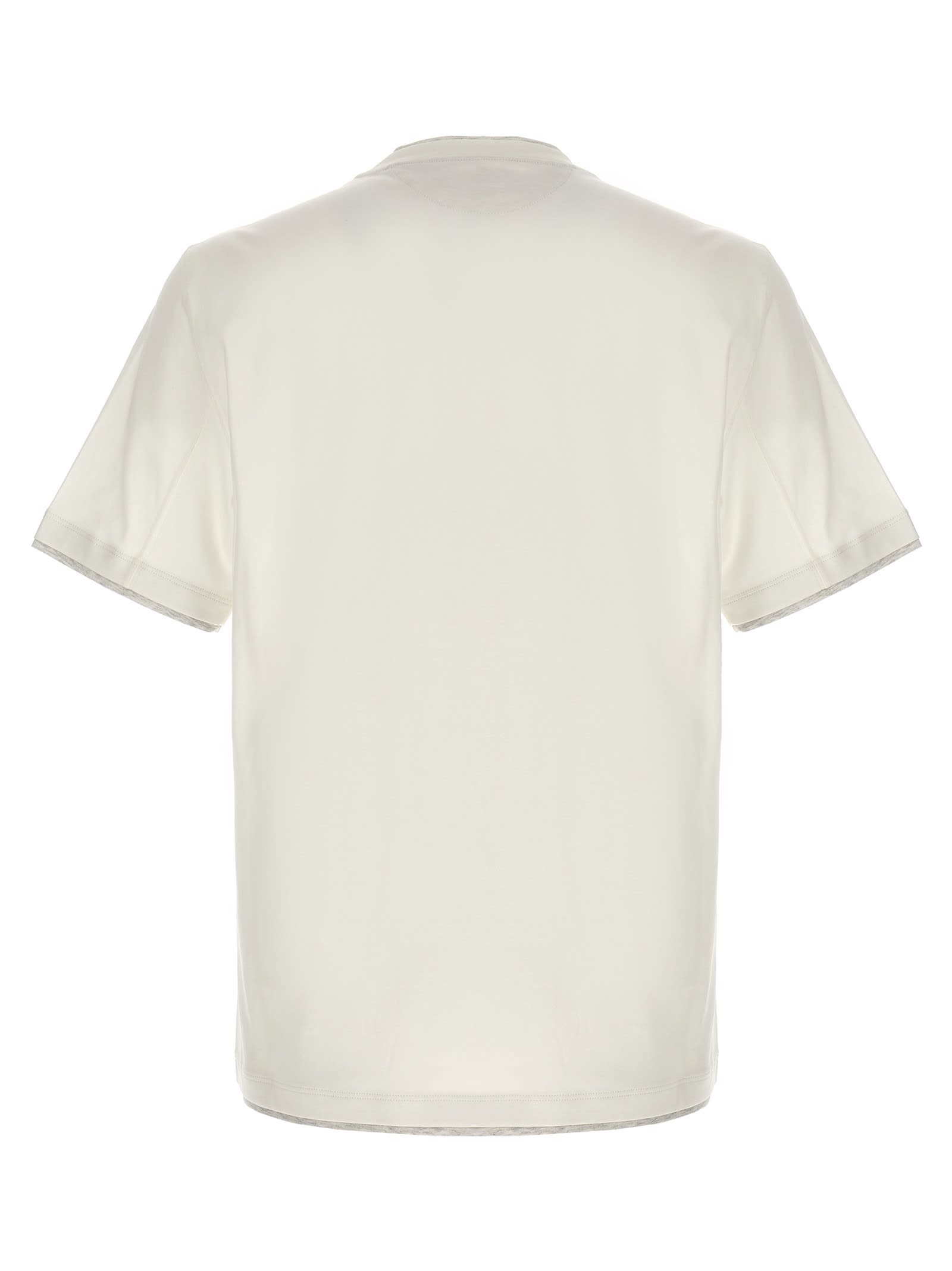 Shop Brunello Cucinelli Double Layer T-shirt In White