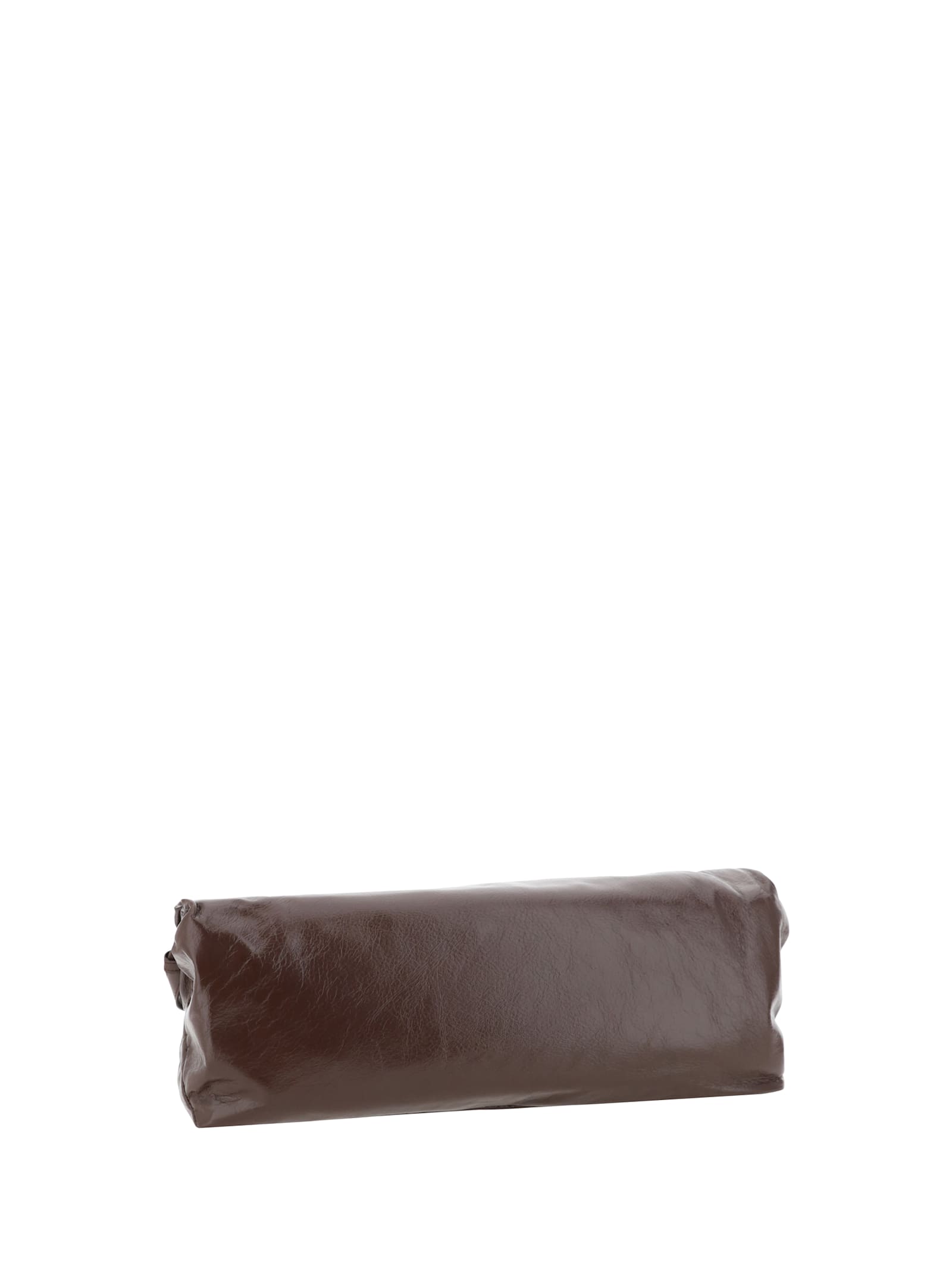 Shop Jil Sander Medium Rollup Shoulder Bag In Chocolate Plum