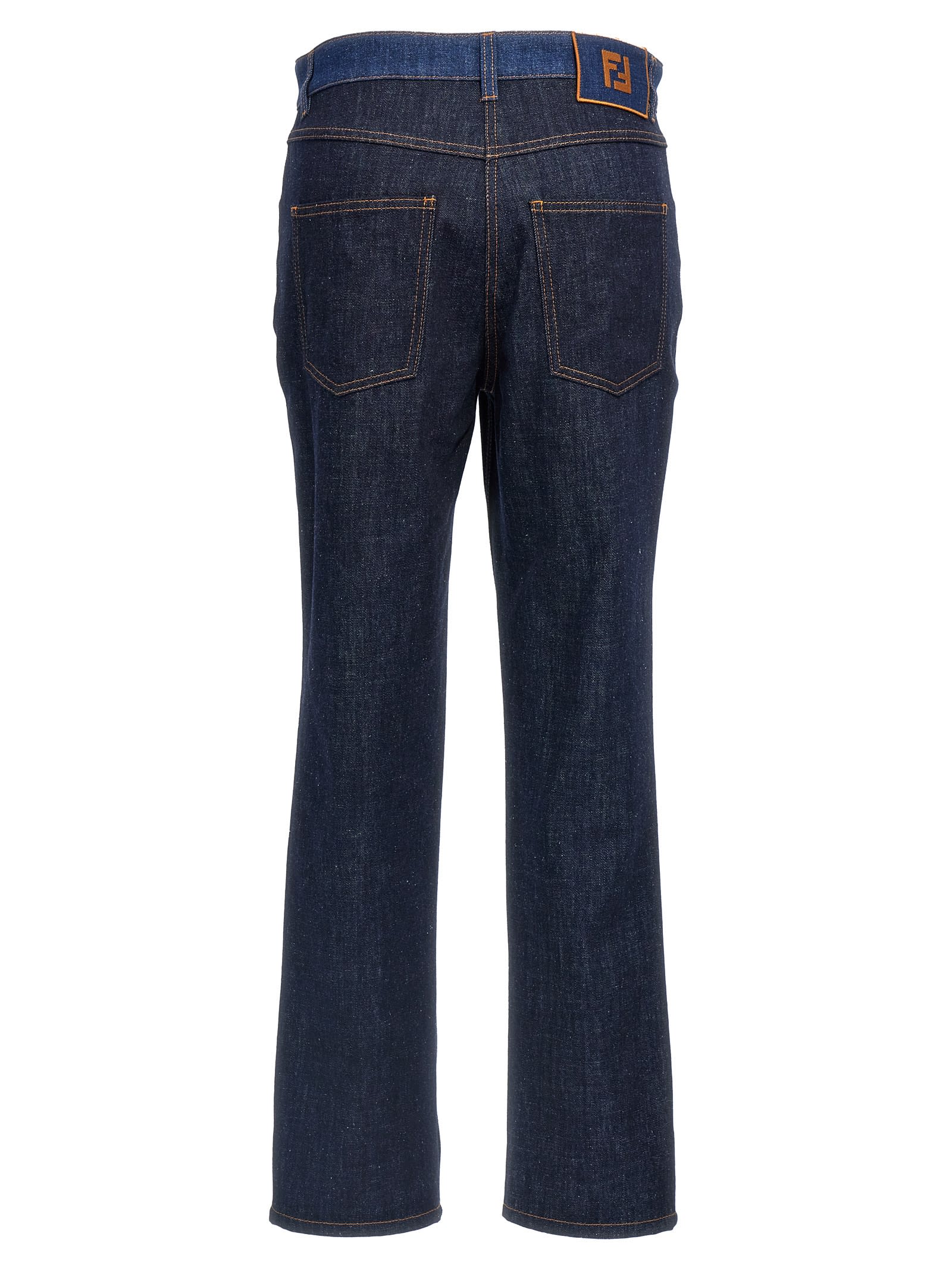 Shop Fendi Two-tone Jeans In Blue