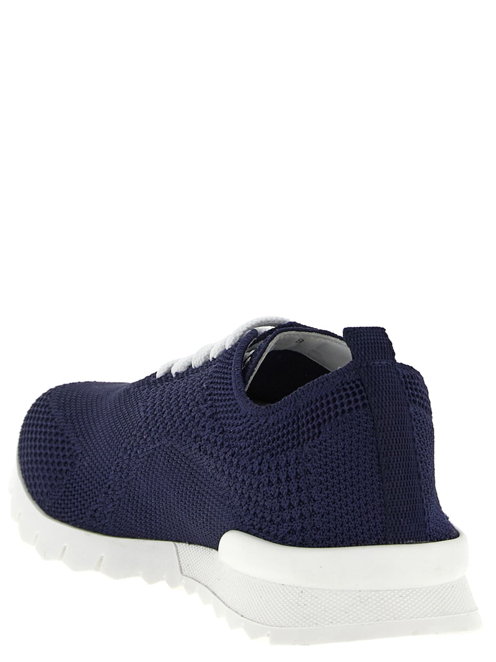 Kiton Embroidered Logo Low-top Sneakers In Navy