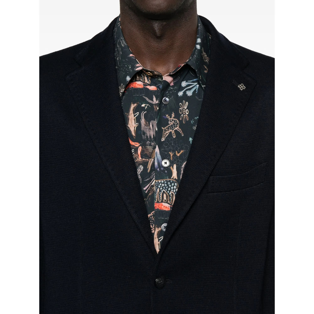 Tagliatore Button Virgin-wool Jacket In Blue