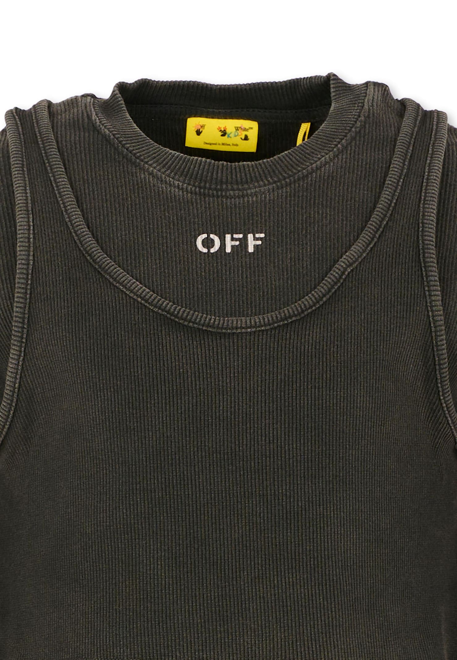 Off-white Grey T-shirt For Girl With Logo In Gray