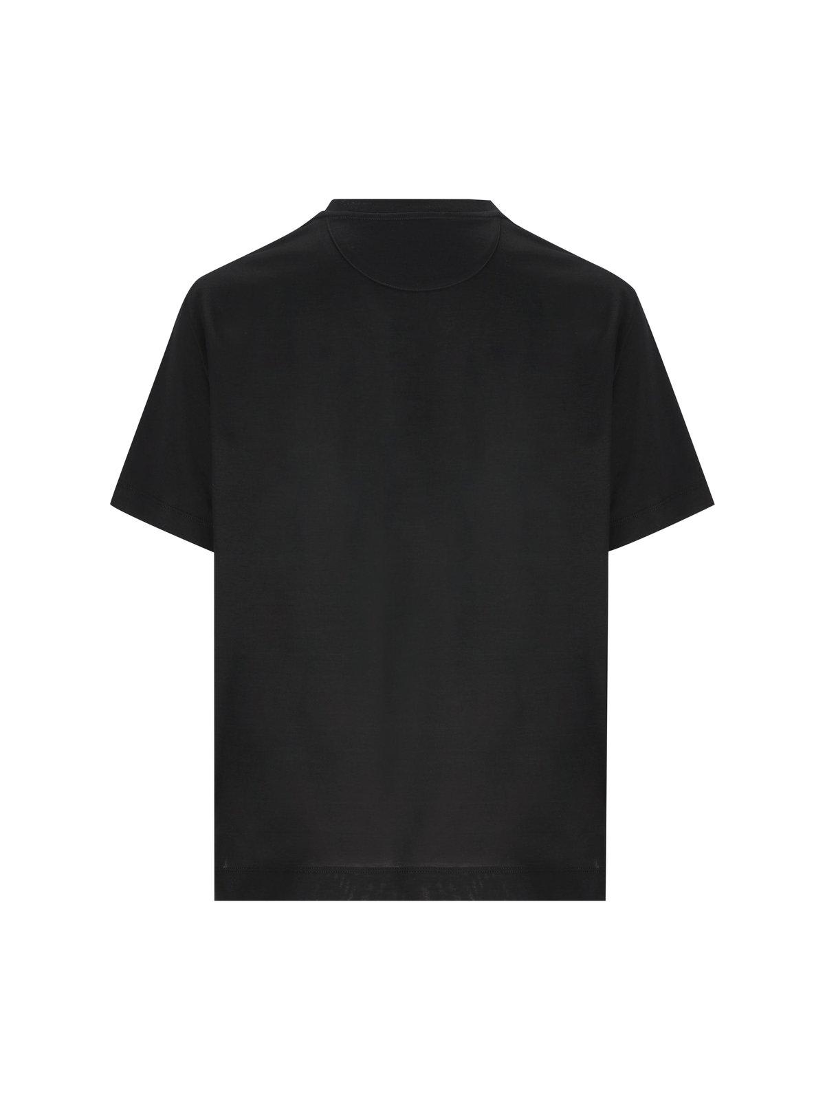 Shop Valentino Logo Printed Crewneck T-shirt In Black