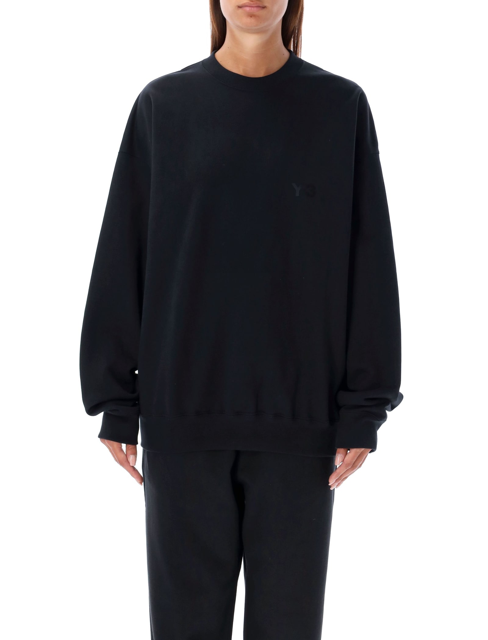 Shop Y-3 Logo Crewneck Sweatshirt In Black