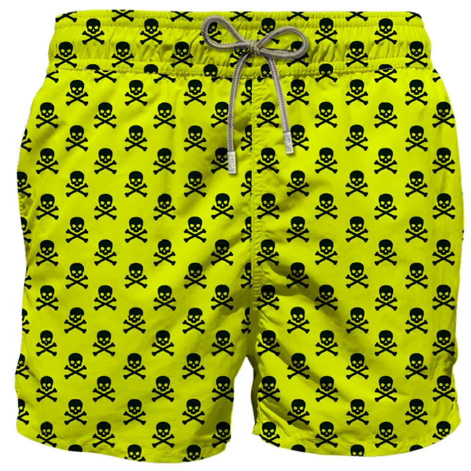 MC2 Saint Barth Yellow Fluo Skulls Swim Shorts