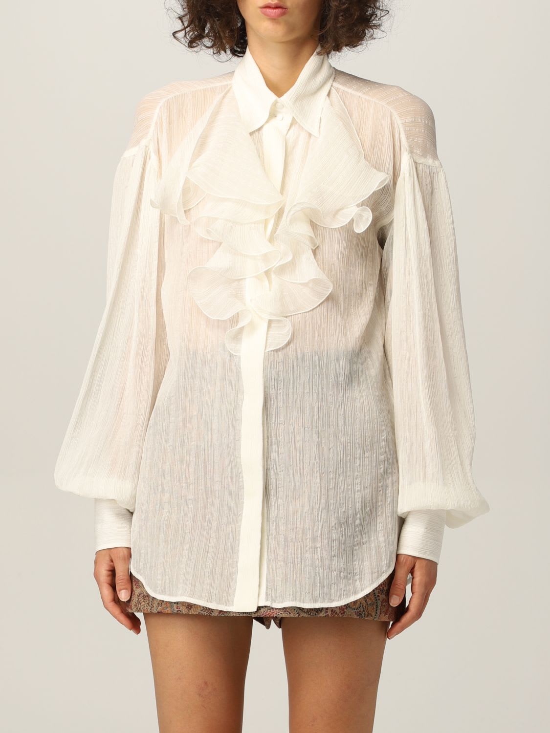 Etro Shirt Etro Shirt In Cotton And Silk With Ruffles