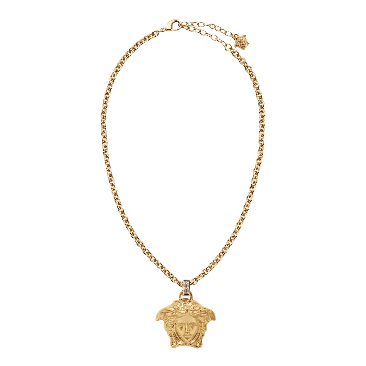 Shop Versace Medusa Necklace In Golden