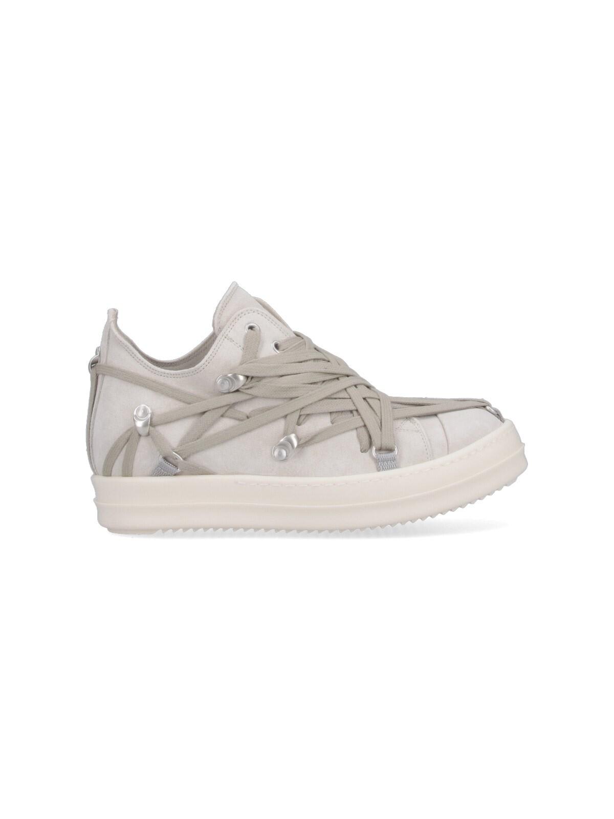 Rick Owens Megalaced Low Sneaks Sneakers In Grey