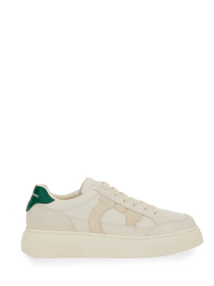 Shop Ferragamo Low Sneaker With Hooks In White