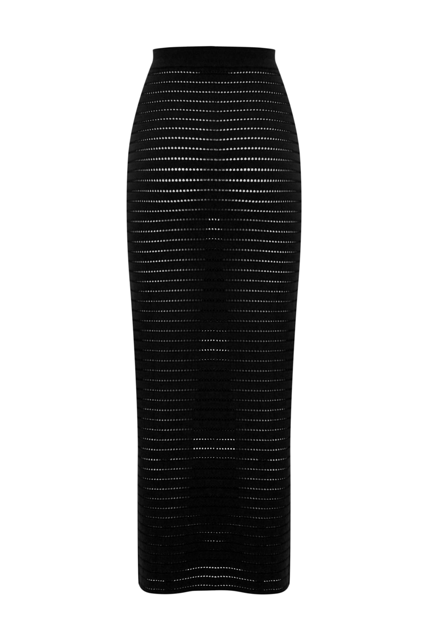 Elisabetta Franchi Perforated Knit Skirt In Nero