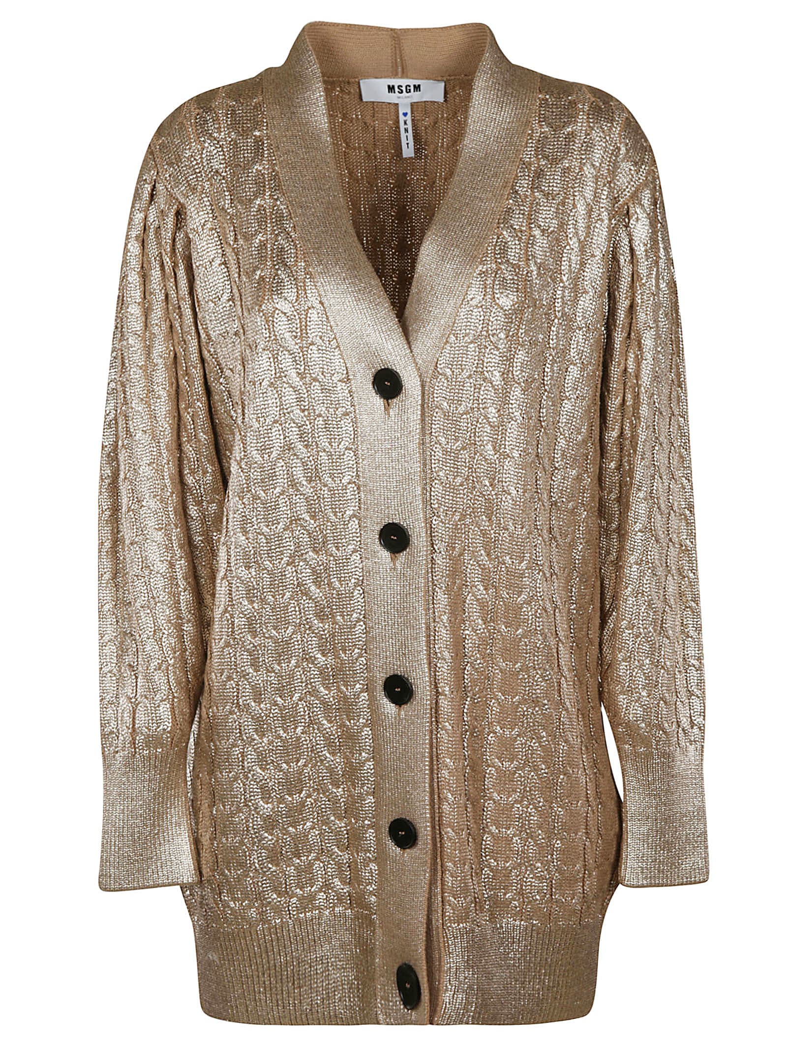 Msgm Knitted Cardigan In Gold | ModeSens