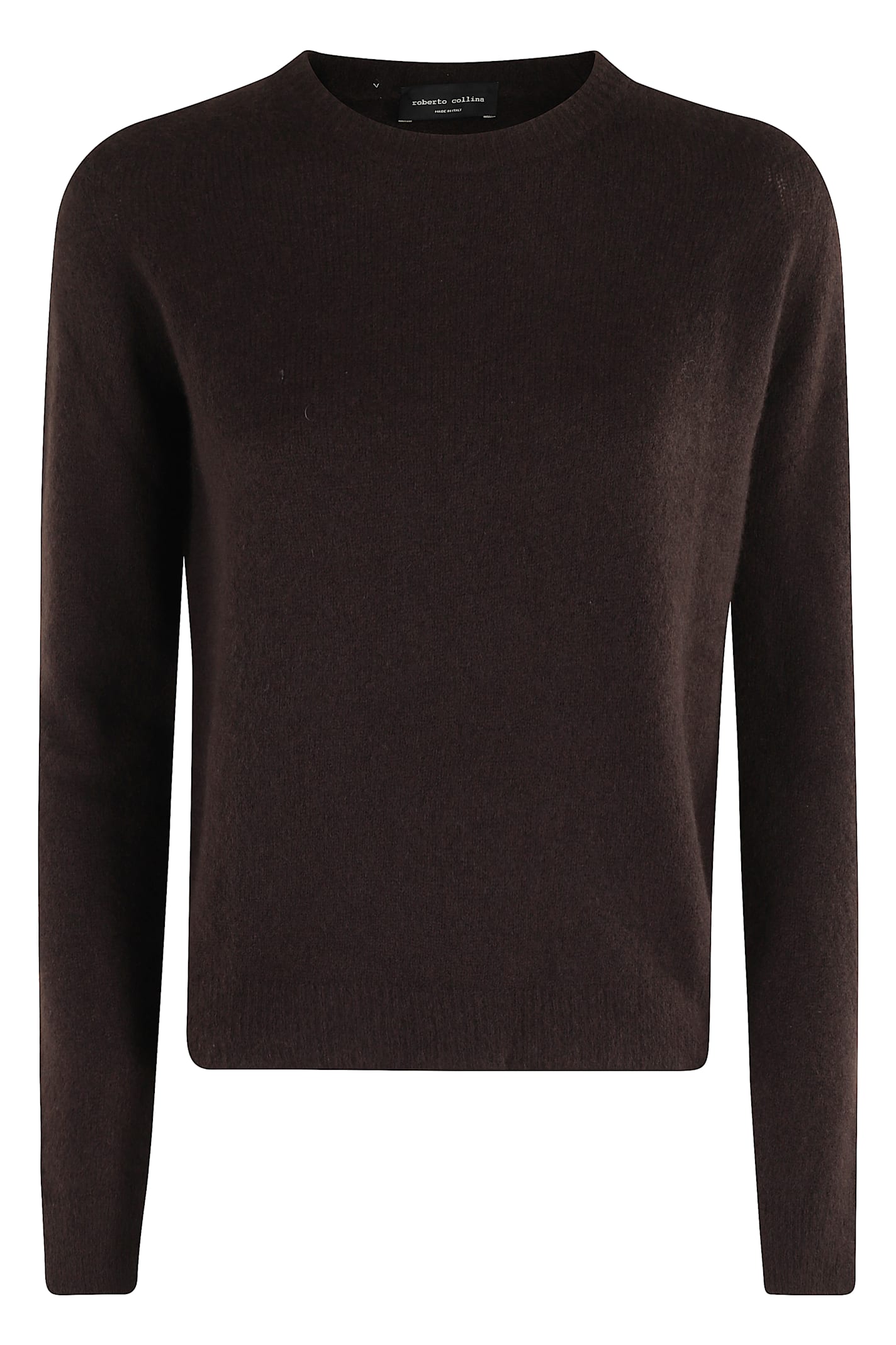 Roberto Collina Wool And Cashmere Crewneck Sweater Clothing In Brown