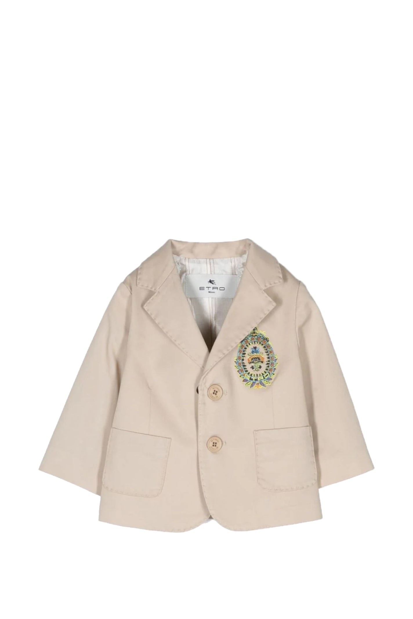 Shop Etro Jacket With Embroidered Heraldic Coat Of Arms In Beige