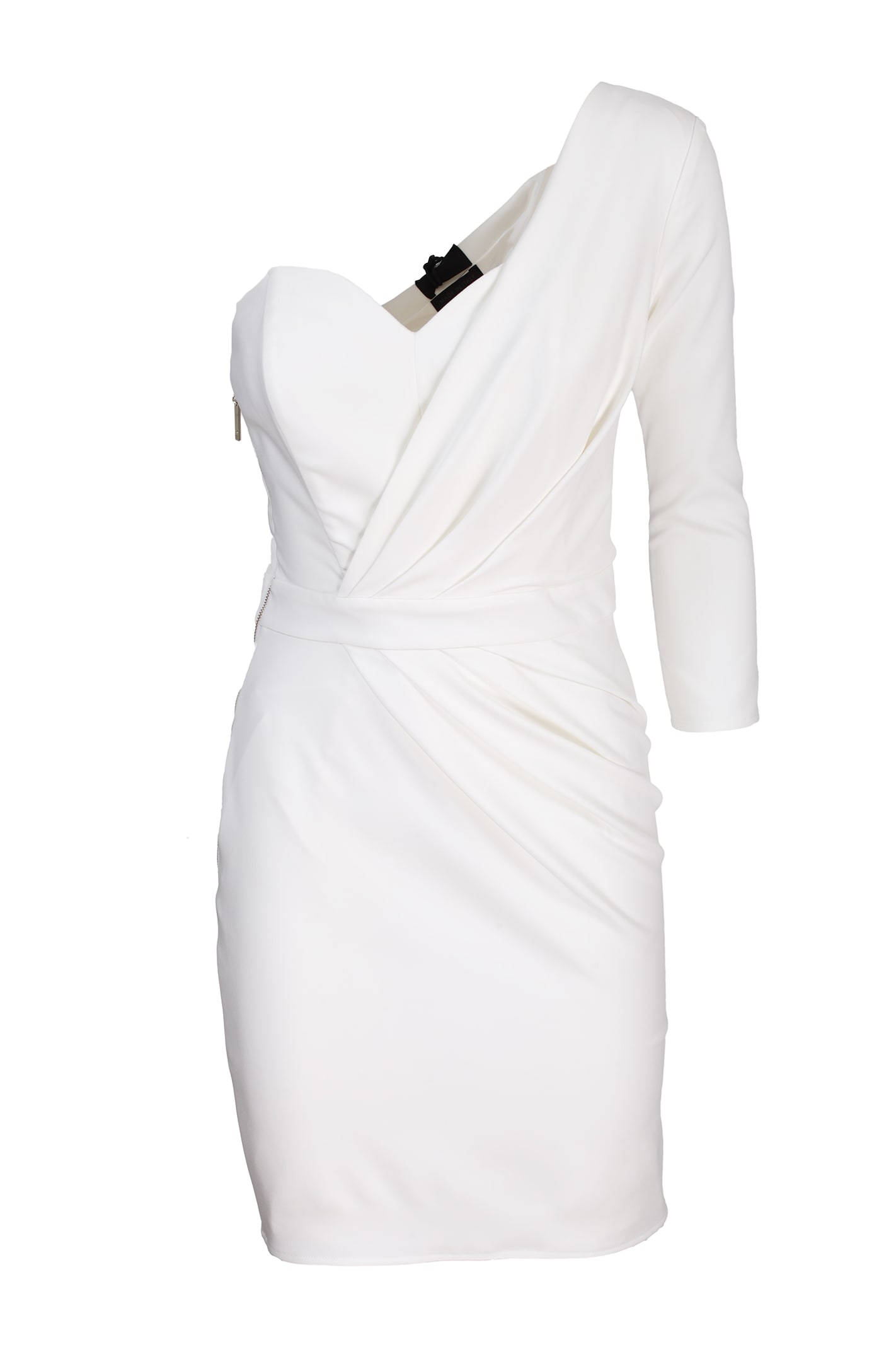 Elisabetta Franchi Celyn B. Elisabetta Franchi White One-shoulder Dress In Bianco