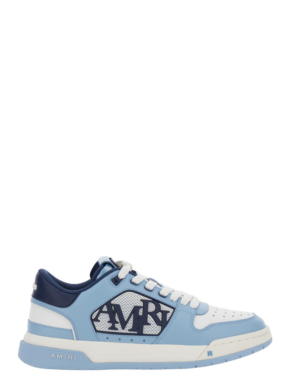 Light Blue Low Top Sneakers With Contrasting Logo Lettering In Cotton Man