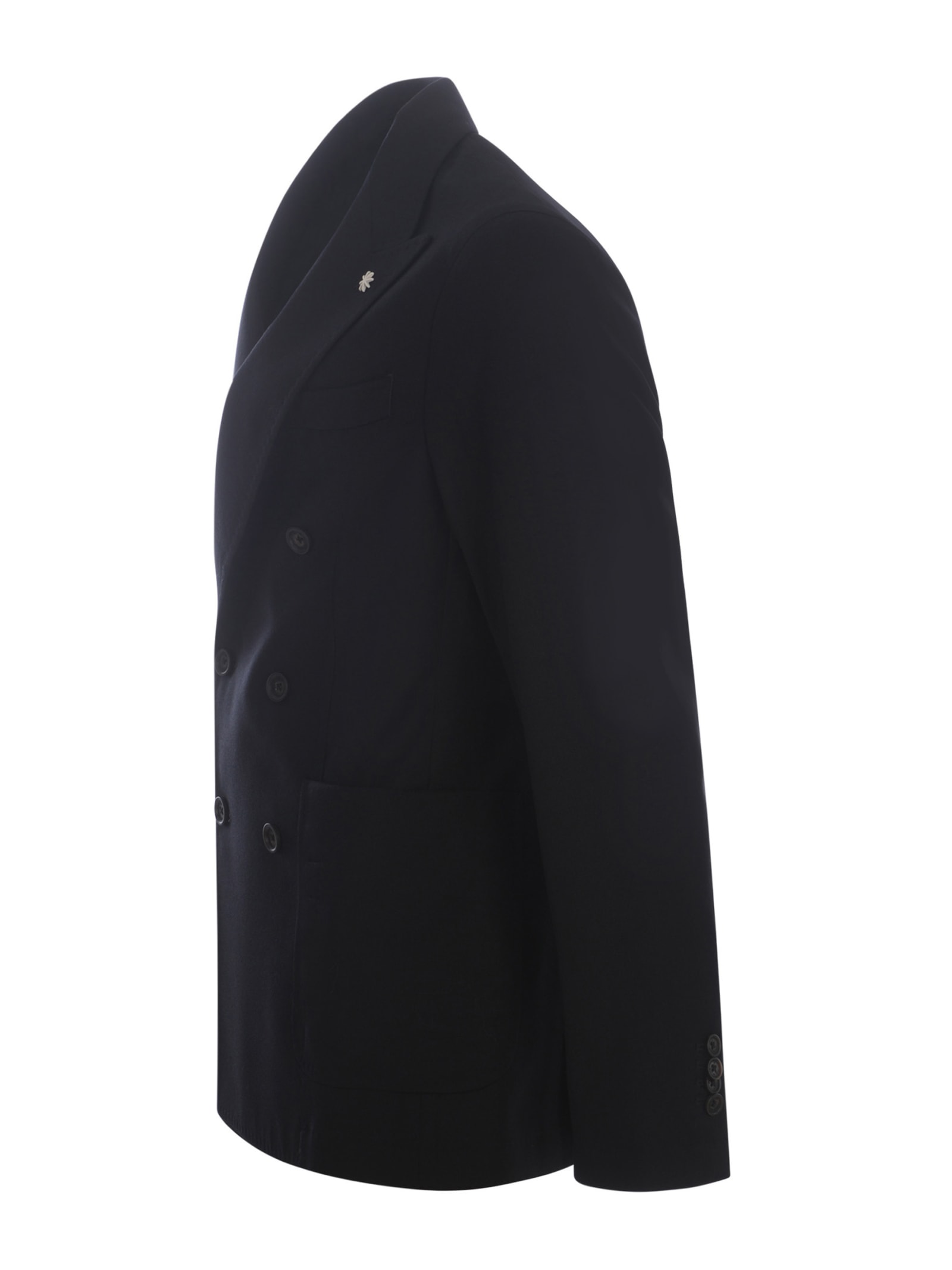 Shop Manuel Ritz Double-breasted  Wool Jacket In Black