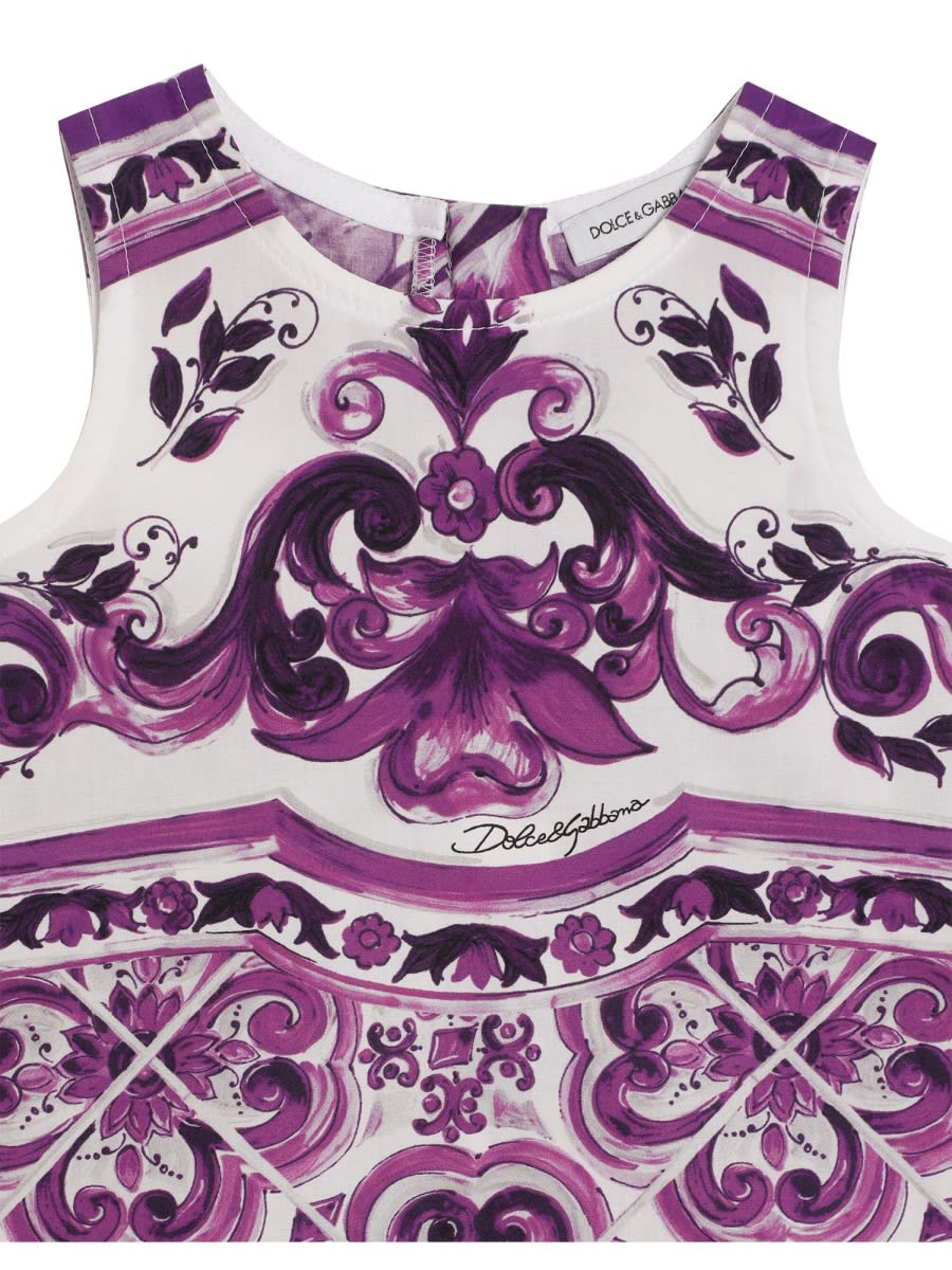 Dolce & Gabbana Cotton Printed Dress In Purple