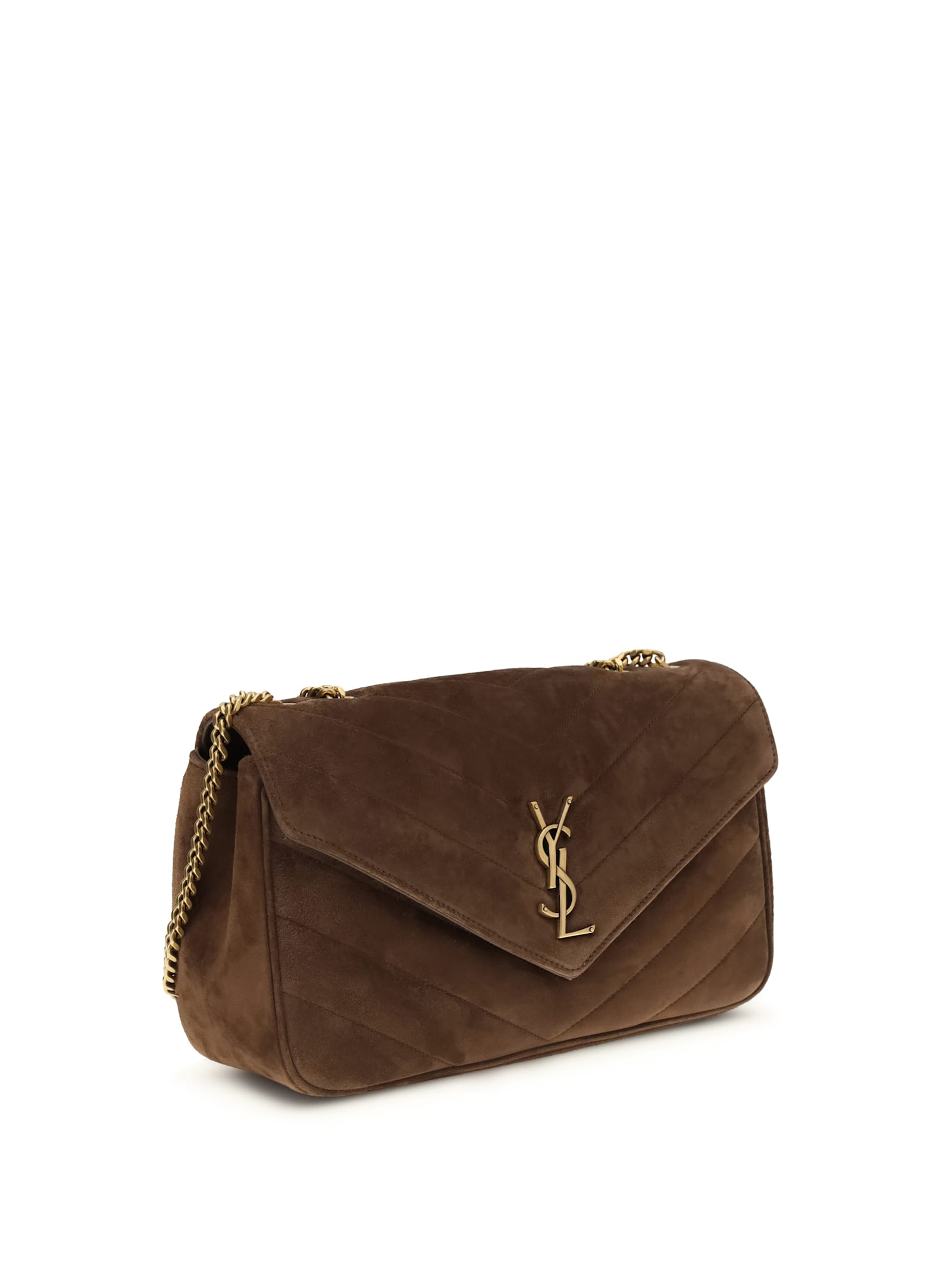 Saint Laurent Medium Loulou Quilted Chain-strap Shoulder Bag In Brown