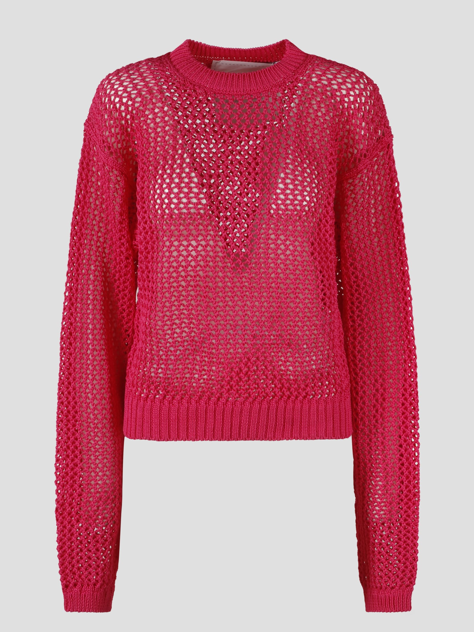 Shop Ramael Bio Cable Crewneck Sweater In Pink & Purple