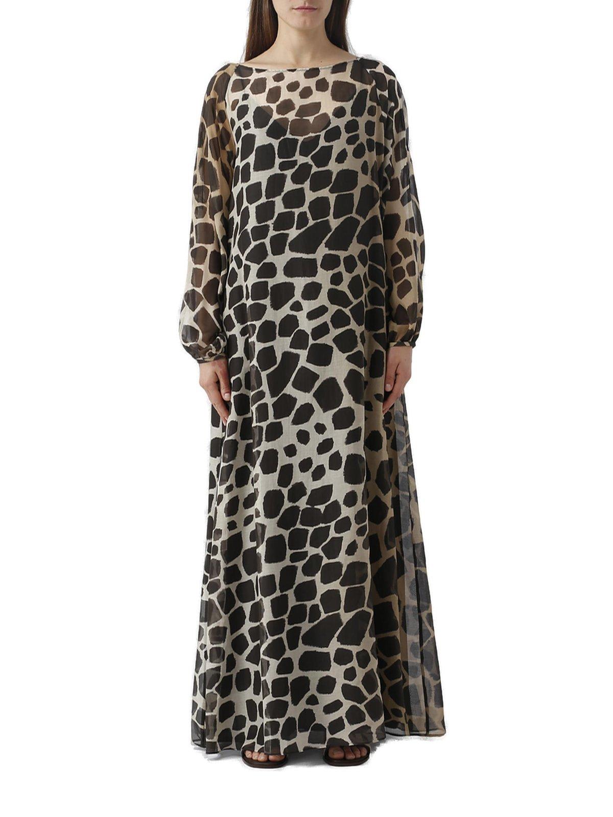 Shop Max Mara All-over Patterned Long-sleeved Dress