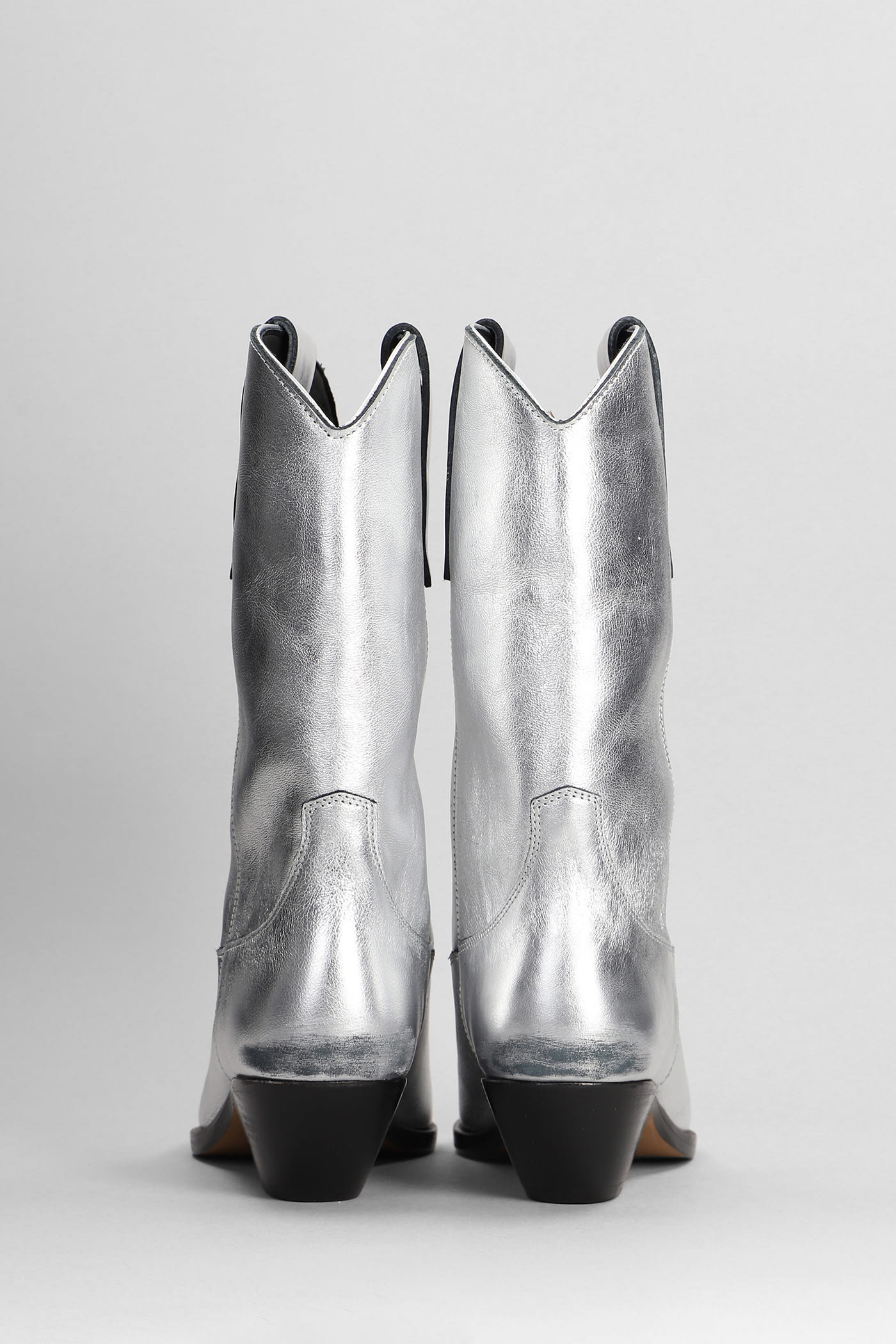 Shop Isabel Marant Duerto Texan Boots In Silver Leather