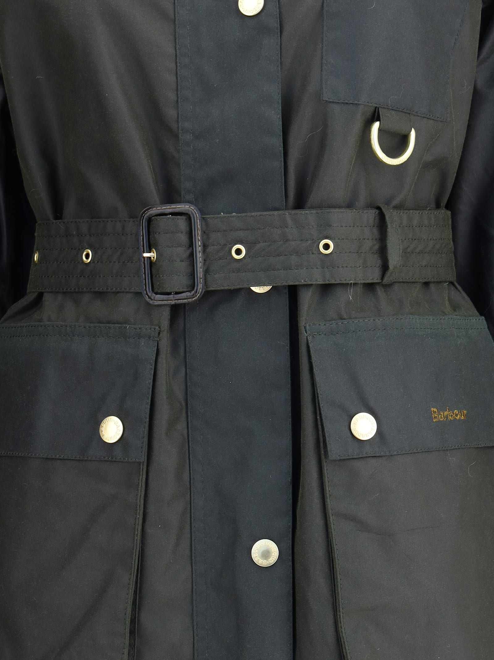Barbour Belted Tartan-cuff Coat In Blue